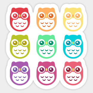 Rainbow Cute Pastel Baby Owls Sticker